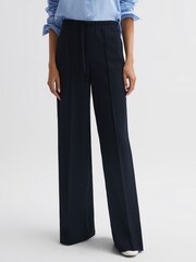 Reiss Navy Rosalyn Wide Leg Drawstring Trousers - Image 3 of 5