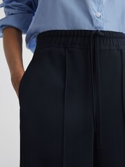 Reiss Navy Rosalyn Wide Leg Drawstring Trousers - Image 4 of 5