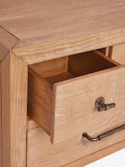 Dark Natural Chandler N. Premium Solid Mango Wood 3 Drawer Wide Bedside Table - Image 10 of 10