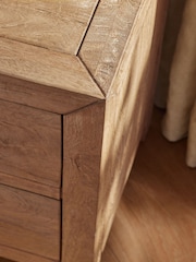 Dark Natural Chandler N. Premium Solid Mango Wood 3 Drawer Wide Bedside Table - Image 4 of 10