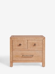 Dark Natural Chandler N. Premium Solid Mango Wood 3 Drawer Wide Bedside Table - Image 7 of 10