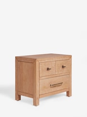 Dark Natural Chandler N. Premium Solid Mango Wood 3 Drawer Wide Bedside Table - Image 8 of 10