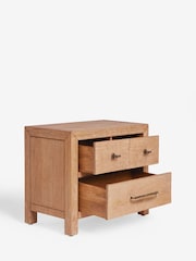 Dark Natural Chandler N. Premium Solid Mango Wood 3 Drawer Wide Bedside Table - Image 9 of 10