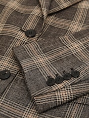 Reiss Brown Sandor Check Wool Check Relaxed Single-Breasted Blazer - Image 8 of 8