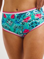 Figleaves Blue & Pink Floral Print Frida High Waist Bikini Bottoms - Image 3 of 5