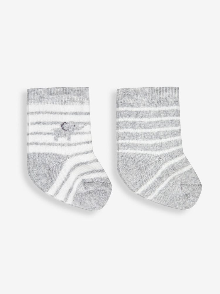 JoJo Maman Bébé Grey Elephant 2-Pack Baby Socks - Image 1 of 3