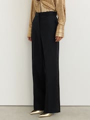 Reiss Black Dakota Wool-Blend Straight-Leg Tuxedo Trousers - Image 3 of 8