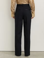 Reiss Black Dakota Wool-Blend Straight-Leg Tuxedo Trousers - Image 5 of 8