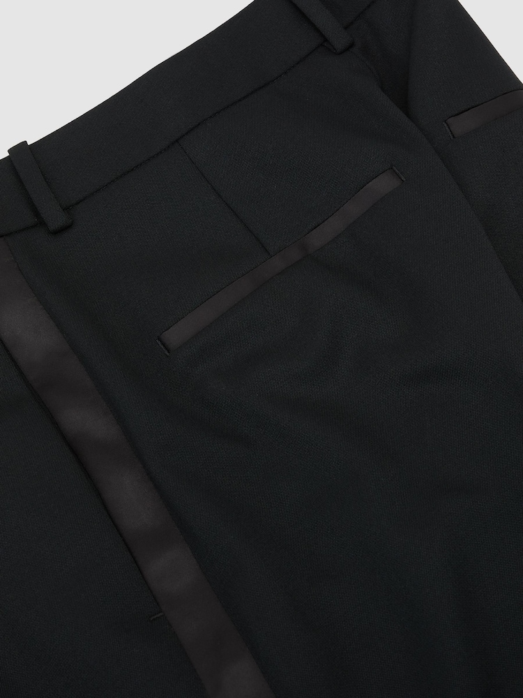 Reiss Black Dakota Wool-Blend Straight-Leg Tuxedo Trousers - Image 8 of 8 Reiss Black Dakota Wool-Blend Straight-Leg Tuxedo Trousers - Image 8 of 8