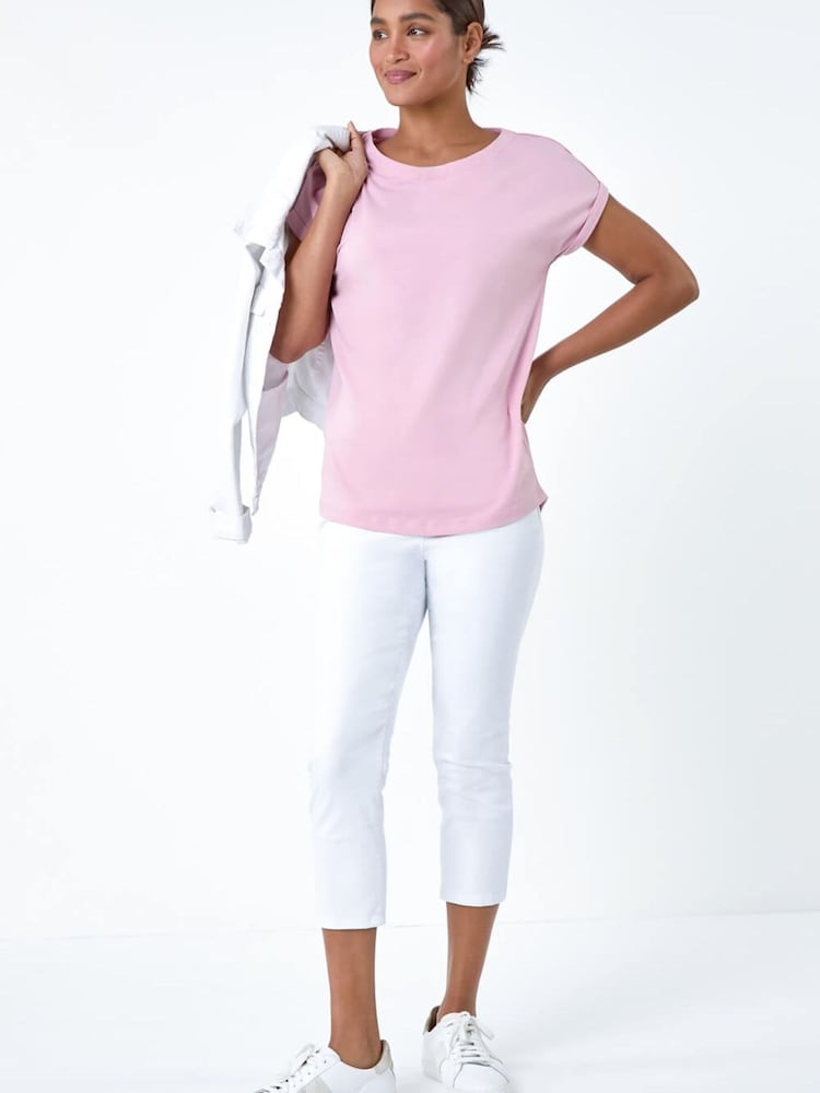 Roman Light Pink Plain Stretch Jersey T-Shirt - Image 1 of 5 Roman Light Pink Plain Stretch Jersey T-Shirt - Image 1 of 5