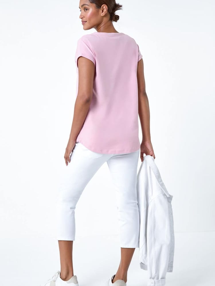 Roman Light Pink Plain Stretch Jersey T-Shirt - Image 2 of 5 Roman Light Pink Plain Stretch Jersey T-Shirt - Image 2 of 5