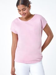 Roman Light Pink Plain Stretch Jersey T-Shirt - Image 3 of 5