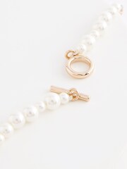 Gold Tone Diamanté And Pearl T-Bar Necklace - Image 4 of 4