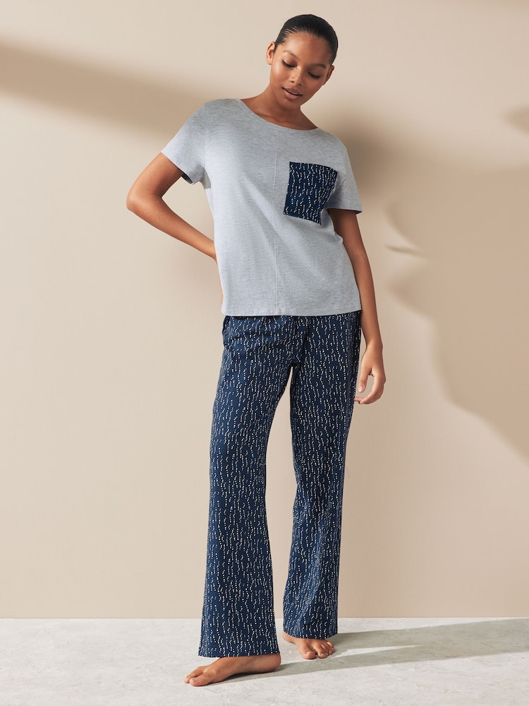 Navy Spot Cotton Short Sleeve Pyjamas - Image 2 of 8 Navy Spot Cotton Short Sleeve Pyjamas - Image 2 of 8