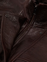 Reiss Aubergine Petra Textured Leather Oversized Jacket - Image 11 of 11