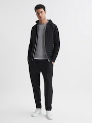 Reiss Black Taylor Hybrid Zip Quilted Hooded Jacket - Image 3 of 5