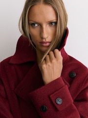 Reiss Red Alara Wool-Blend Blindseam Long Coat - Image 3 of 10