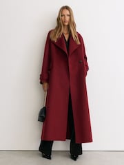 Reiss Red Alara Wool-Blend Blindseam Long Coat - Image 5 of 10