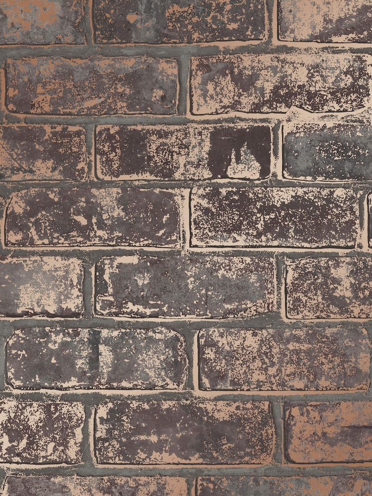 Fine Décor Bronze Loft Brick Wallpaper - Image 2 of 2 Fine Décor Bronze Loft Brick Wallpaper - Image 2 of 2