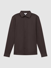 Reiss Chocolate King Mercerised Cotton Button-Through Shirt - Image 2 of 5