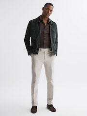 Reiss Chocolate King Mercerised Cotton Button-Through Shirt - Image 3 of 5