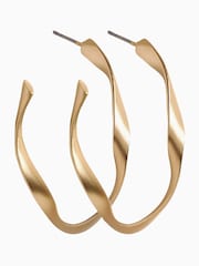 Oliver Bonas Gold Tone Patti Matte Twist Hoop Earrings - Image 1 of 4
