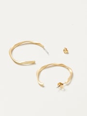 Oliver Bonas Gold Tone Patti Matte Twist Hoop Earrings - Image 4 of 4