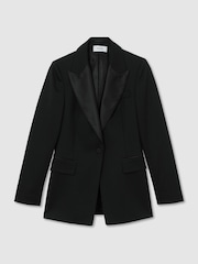 Reiss Black Dakota Wool-Blend Single-Breasted Tuxedo Blazer - Image 2 of 7