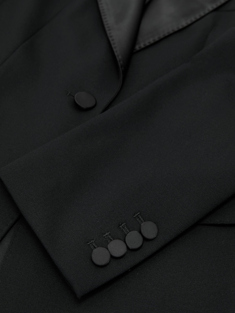 Reiss Black Dakota Wool-Blend Single-Breasted Tuxedo Blazer - Image 8 of 8 Reiss Black Dakota Wool-Blend Single-Breasted Tuxedo Blazer - Image 8 of 8