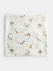 JoJo Maman Bébé Cream Safari Born in 2027 5-Pack Embroidered Muslins - Image 6 of 7