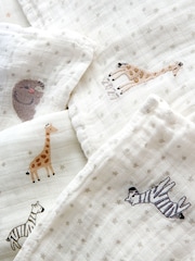 JoJo Maman Bébé Cream Safari Born in 2027 5-Pack Embroidered Muslins - Image 7 of 7