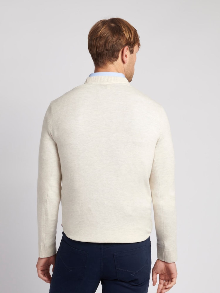 U.S. Polo Assn. Cream Mens Cotton Crew Neck Jumper - Image 2 of 6