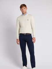 U.S. Polo Assn. Cream Mens Cotton Crew Neck Jumper - Image 3 of 6