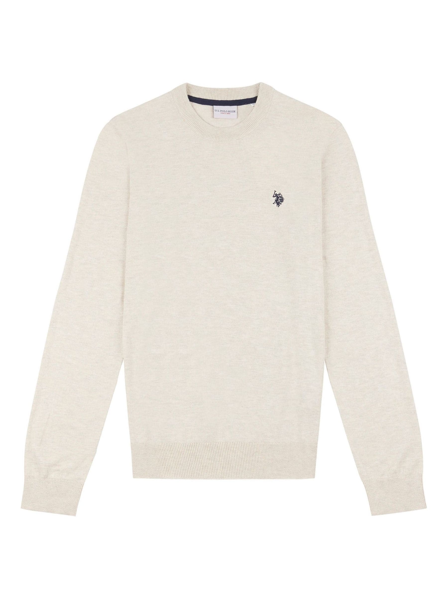 Buy U.S. Polo Assn. Cream Mens Cotton Crew Neck Jumper from