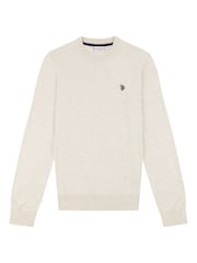 U.S. Polo Assn. Cream Mens Cotton Crew Neck Jumper - Image 5 of 6