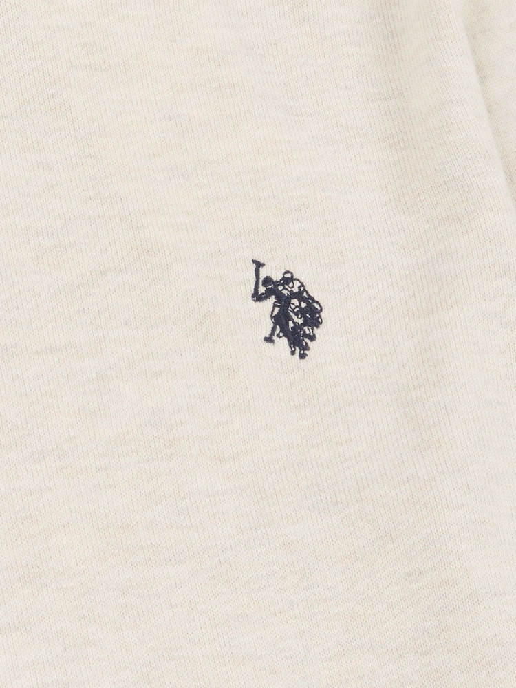 U.S. Polo Assn. Cream Mens Cotton Crew Neck Jumper - Image 6 of 6