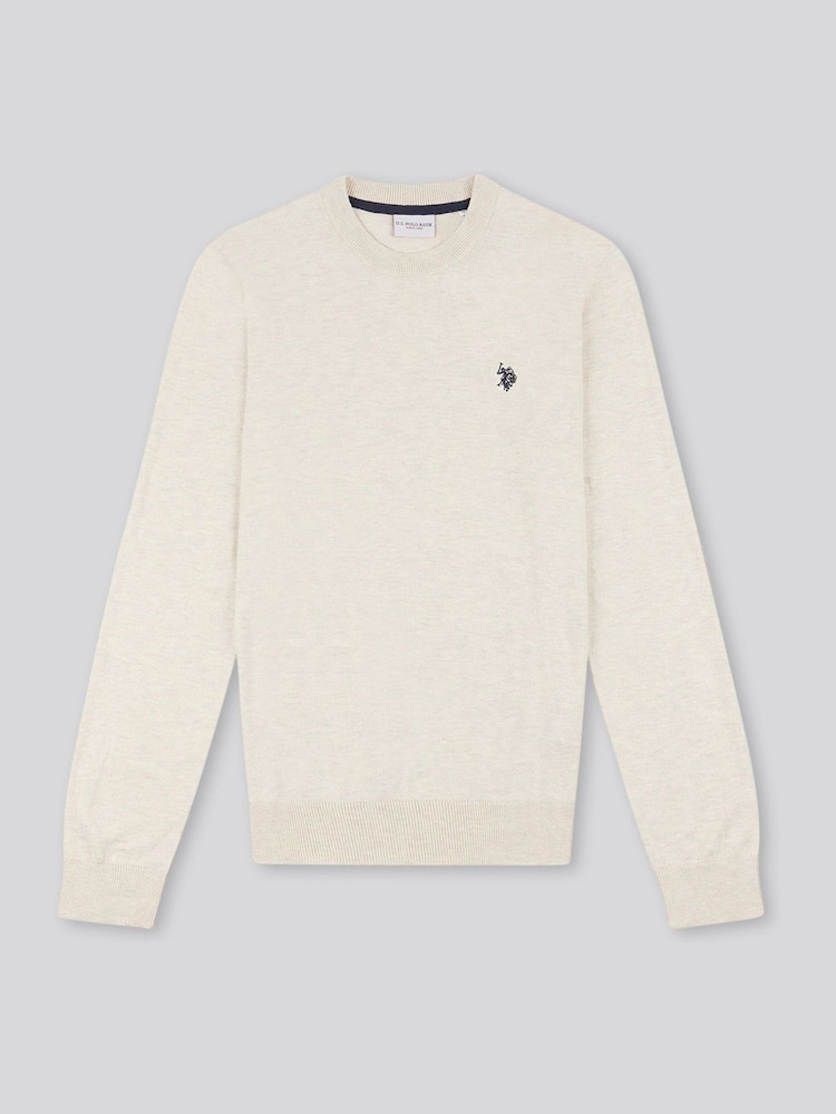 U.S. Polo Assn. Cream Mens Cotton Crew Neck Jumper - Image 6 of 6 U.S. Polo Assn. Cream Mens Cotton Crew Neck Jumper - Image 6 of 6