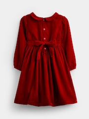 JoJo Maman Bébé Bright Red Velvet Smocked Christmas Dress - Image 2 of 4