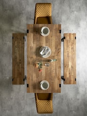 Natural/Black Jefferson Solid Wood Pine 4 Seater Dining Table and Bench Set - Image 2 of 6