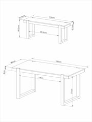 Natural/Black Jefferson Solid Wood Pine 4 Seater Dining Table and Bench Set - Image 4 of 6