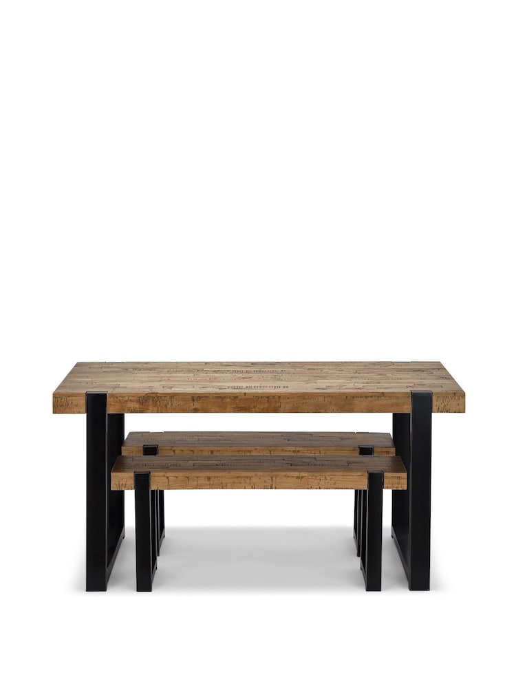 Natural/Black Jefferson Solid Wood Pine 4 Seater Dining Table and Bench Set - Image 6 of 6