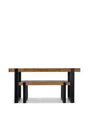 Natural/Black Jefferson Solid Wood Pine 4 Seater Dining Table and Bench Set - Image 7 of 8