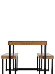 Natural/Black Jefferson Solid Wood Pine 4 Seater Dining Table and Bench Set - Image 8 of 8