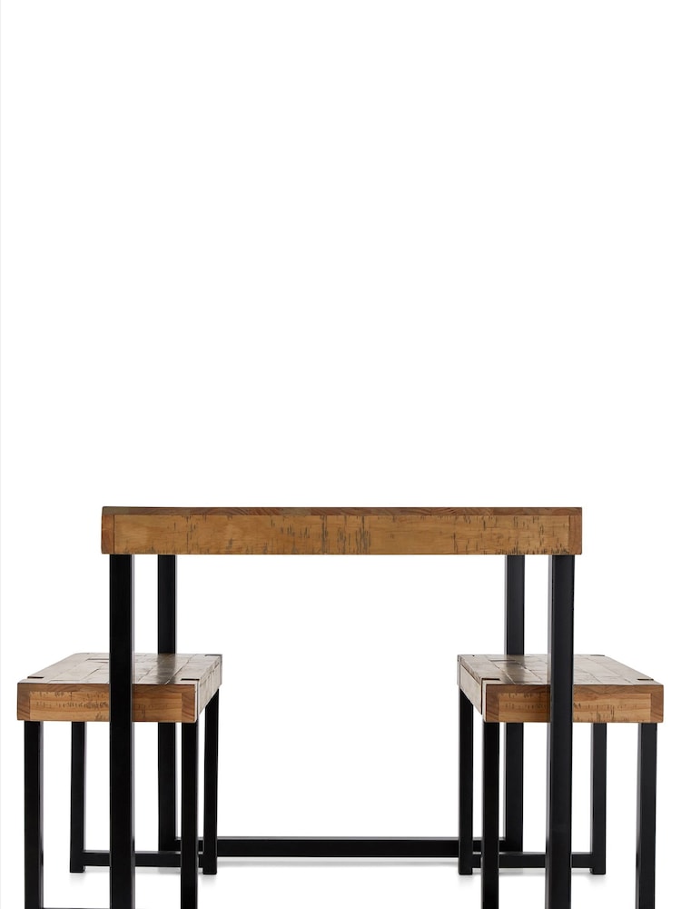 Natural/Black Jefferson Solid Wood Pine 4 Seater Dining Table and Bench Set - Image 8 of 8