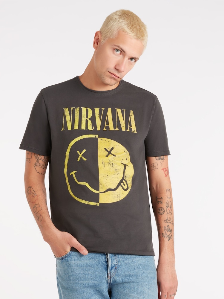 Amplified Grey Nirvana Spiced Smiley 100% Cotton T-Shirt - Image 1 of 4
