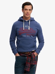 Superdry Blue Vintage Logo Classic Hoodie - Image 1 of 5