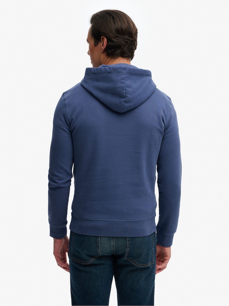 Superdry Blue Vintage Logo Classic Hoodie - Image 2 of 5 Superdry Blue Vintage Logo Classic Hoodie - Image 2 of 5