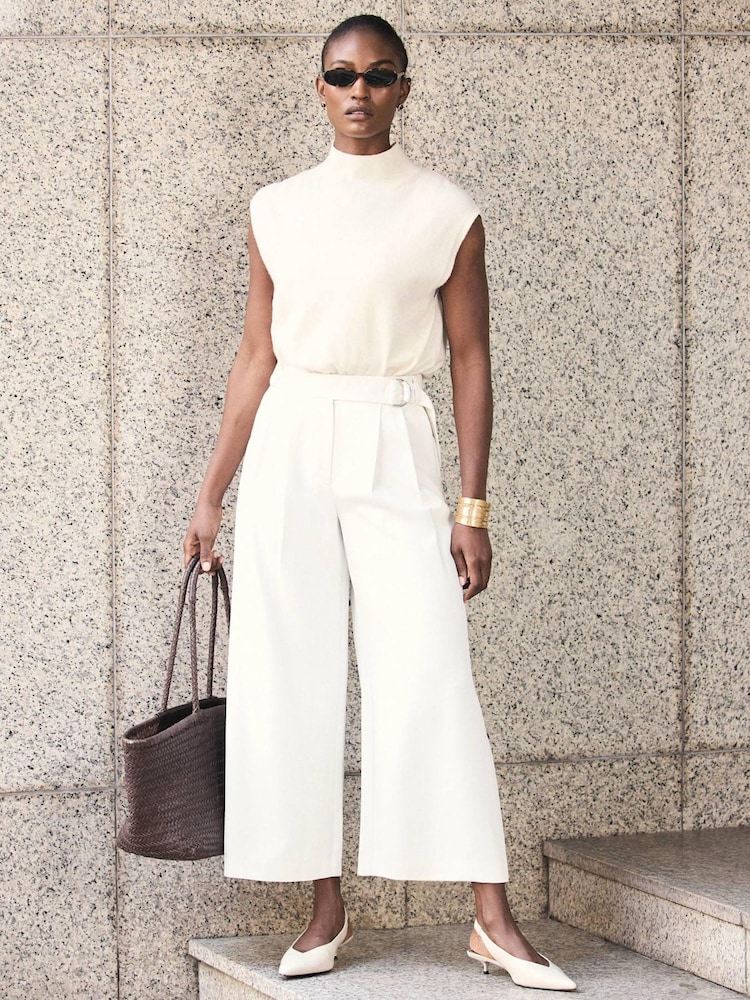 Mint Velvet White Cropped Utility Trousers - Image 1 of 7