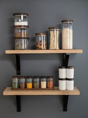 Artisan Street Set of 6 Clear Unfilled Spice Jars With Wooden Stand - Image 1 of 3