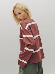 Berry Stripe Crew Neck Long Sleeve Top - Image 4 of 5